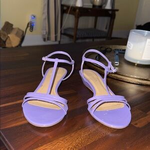 Talbots Lavender Strappy T‑Bar Ankle‑Buckle Sandals